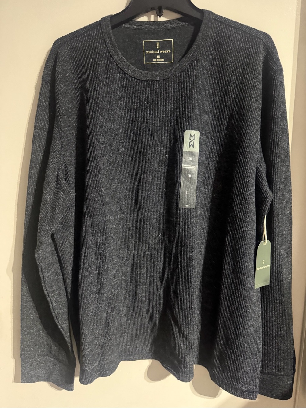 Mavi Waffle-Knit Long Sleeve Crewneck Shirt - Charcoal
